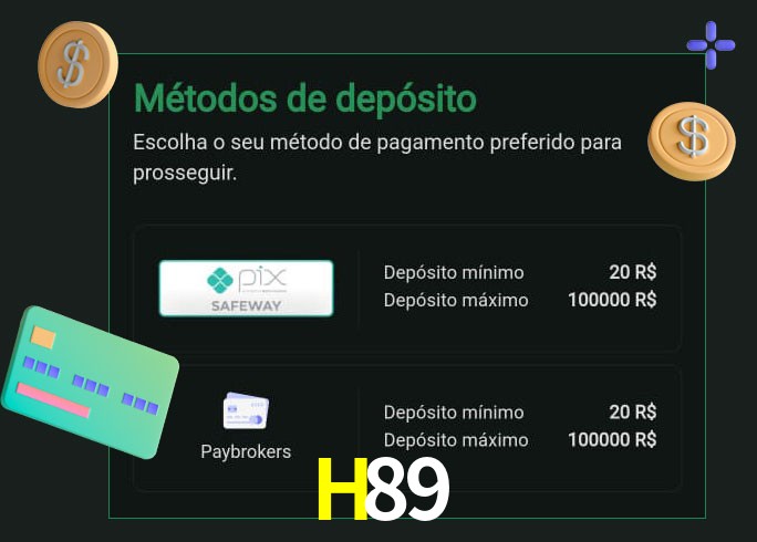 O cassino H89 oferece uma grande variedade de métodos de pagamento